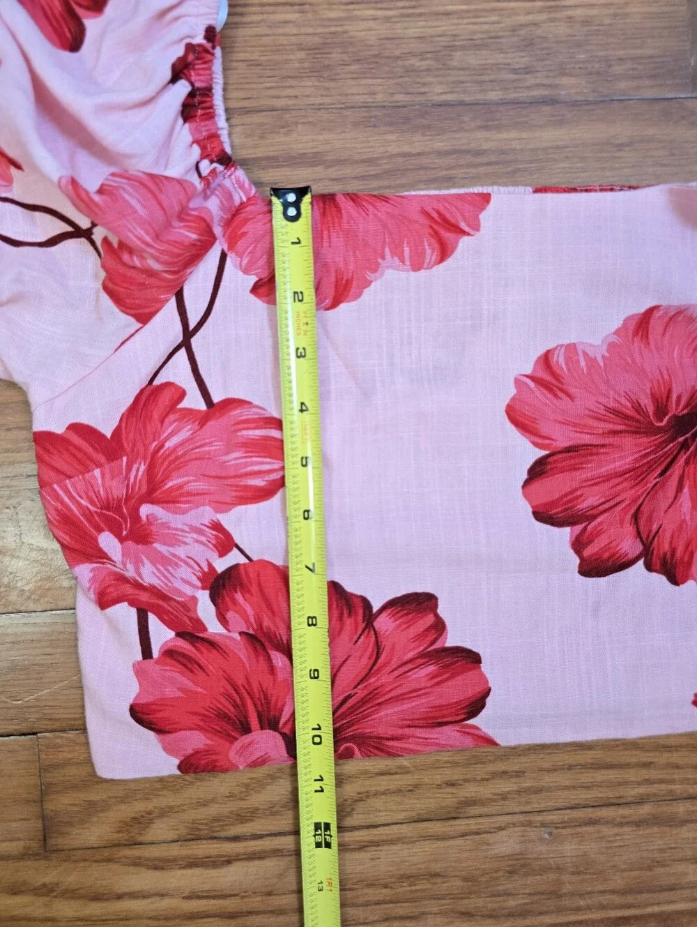Paper Heart Alro Hisbiscus Linen Blend Two Piece Set Puff Sleeve Top Shorts Sz.L
